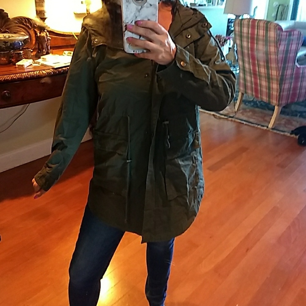 Army green utility jacket